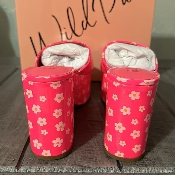 Wild Pair Womens Melborne Patent Floral Print Platform Sandals 7.5M 8.5M 5.5M - Picture 5 of 7